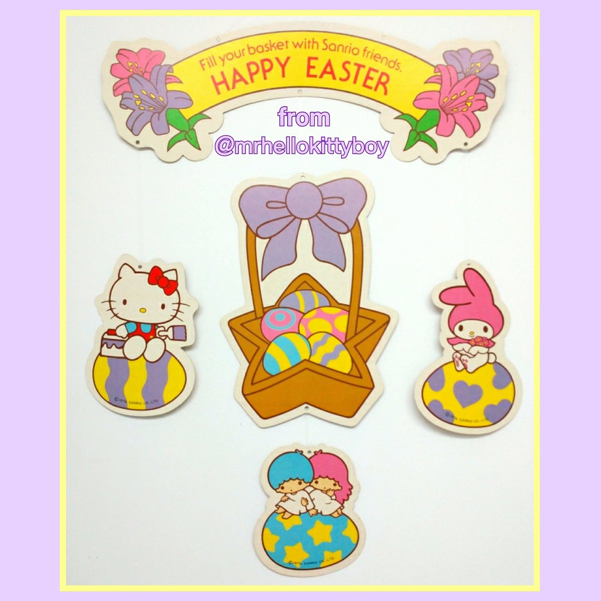 MrHelloKittyBoy's tweet photo. πΊππ£π°ππ·π #HappyEaster All! Have a Hoppy One! #hellokitty #HelloKittyEaster #SanrioEaster My Vintage #sanrio Store Display Mobile from 1983 https://t.co/uCsFfWOHjD