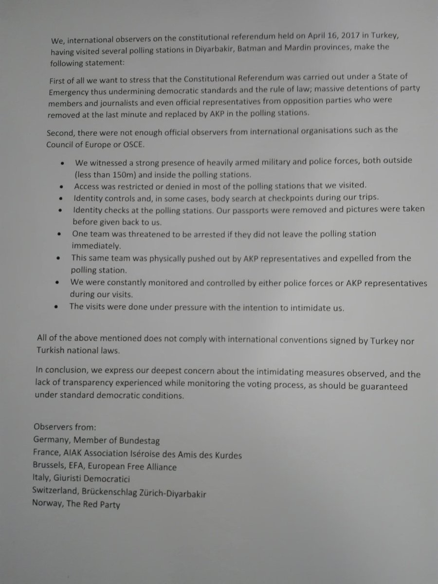 lorenalacalleA's tweet photo. Here is our Statement. @EUPARTYEFA @ealkartasuna #ObserversInTurkey #referendum https://t.co/5qcBCoTsqC