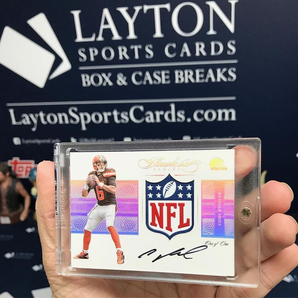 LaytonSports's tweet photo. Sweet #CodyKessler 1/1 #NFL Shield Auto from @paniniamerica Flawless! #BOOM #LSC #casebreak #sportscards #groupbre… https://t.co/tMqlBbTTHR https://t.co/9K6Hv75Czb
