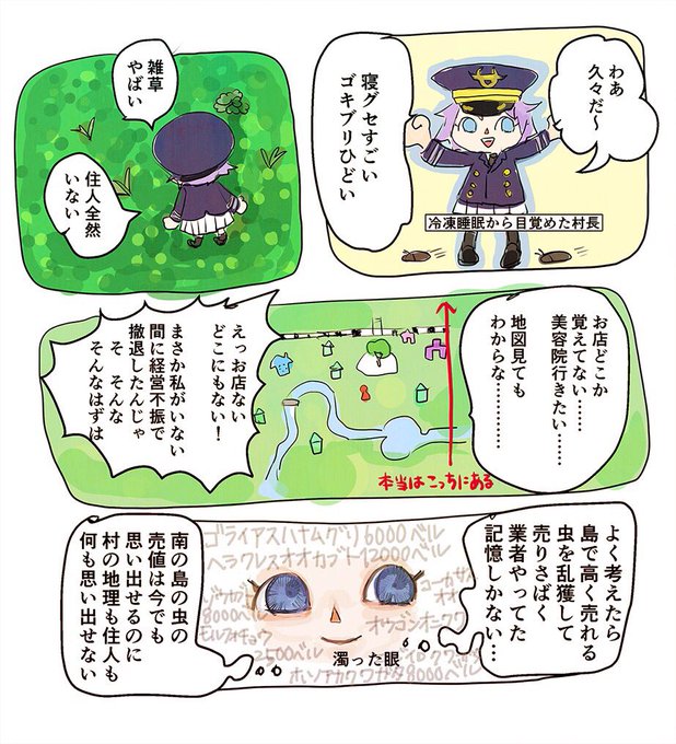 癒しを求めて3、4年ぶりにとびだせどうぶつの森をやった絵日記 