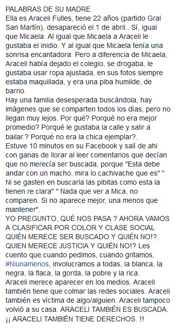lucianolyall's tweet photo. Que triste hasta donde hemos llegado. Carta de la mamá de Araceli con quien comparto cada palabra. Información: 911 o al 47398867 https://t.co/SBMkP8h849