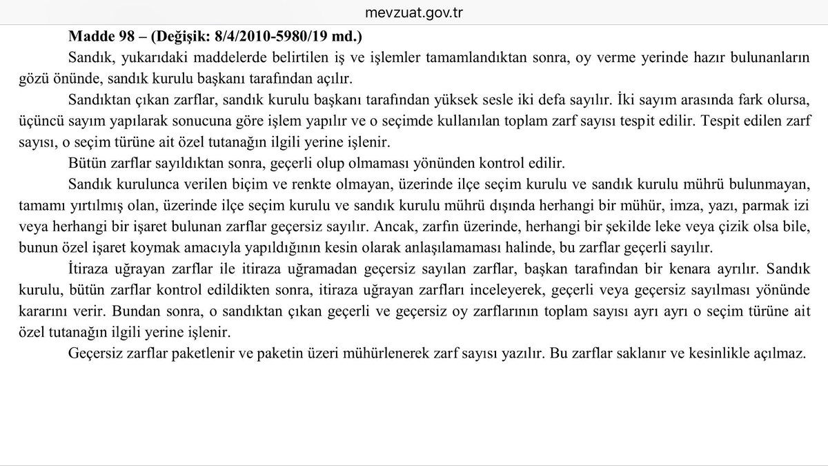 Saliimsen's tweet photo. YSK kanunkoyucu değildir.kanuna göre geçersiz olan oyları,kanun değişikliğinden önceki kararlarını emsal göstererek geçerli sayamaz. https://t.co/zP97gE6jcy