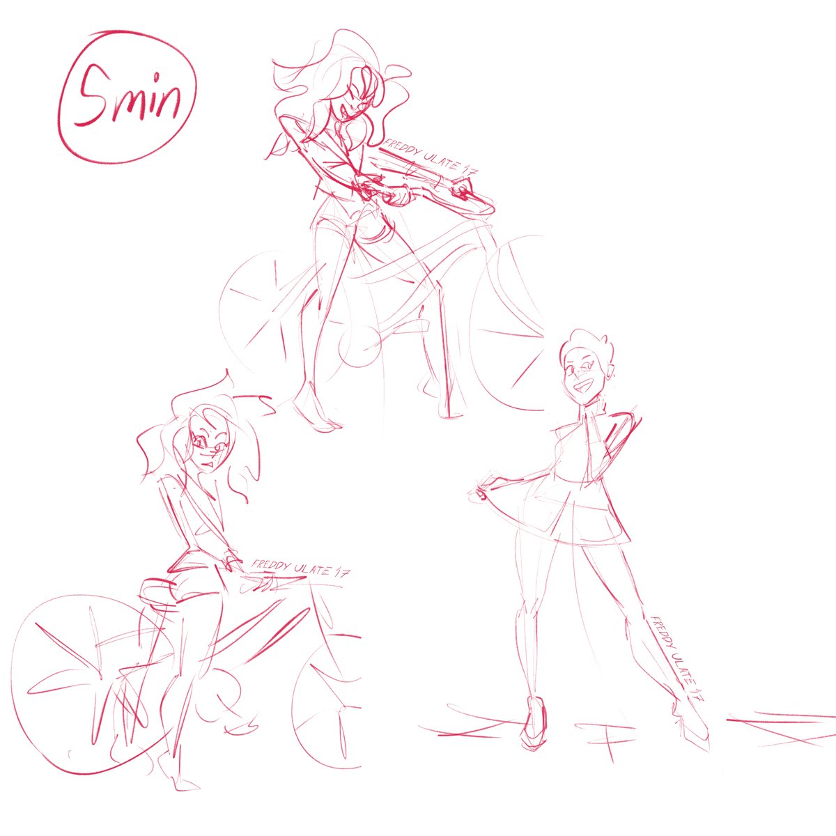 FreddyUlateArt's tweet image. 🚲 Quick 5 min #gesturedrawings based on photos of @blasiangurlblog and @IamMariaBorges. I did not exaggerate the hair, btw.