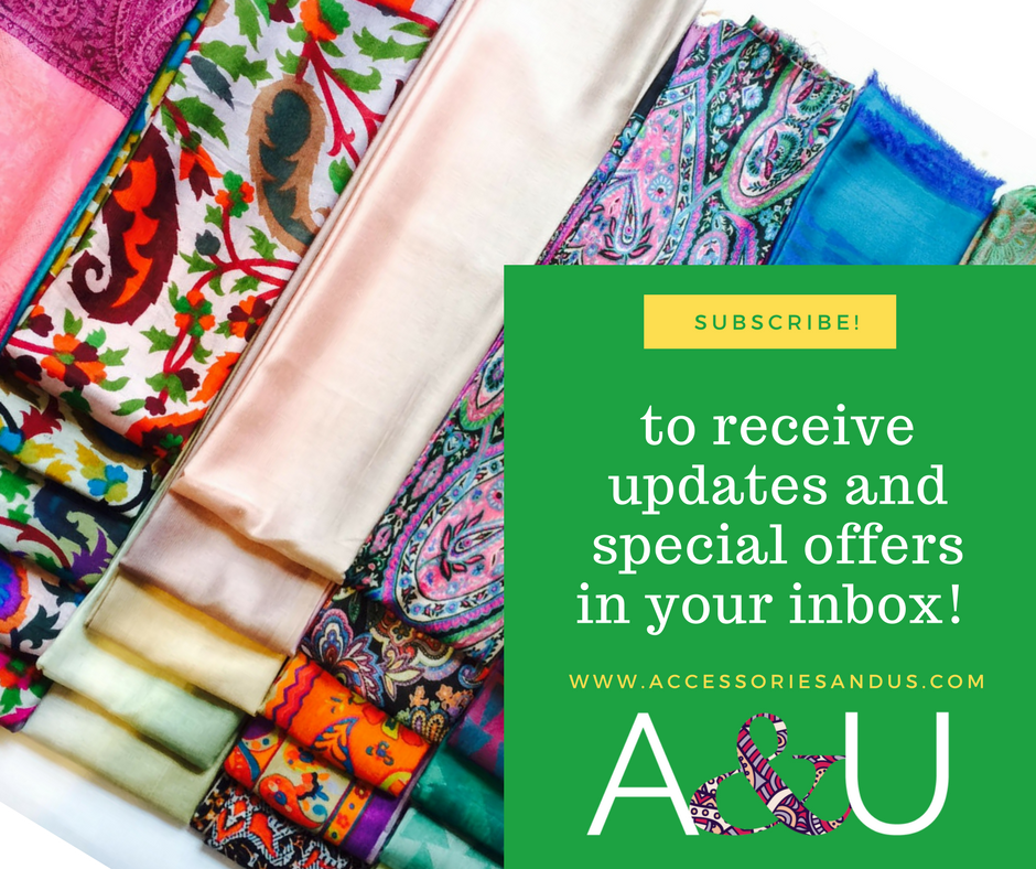 Visit accessoriesandus.com and subscribe to our newsletter for a chance to win $100 coupon code for the purchase of a scarf! #giveaway