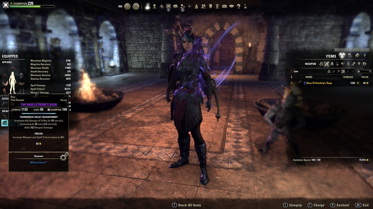 Monkey_D00's tweet photo. STORMPROOF! on my 226cp noob account! Respec'd from magsorc to stam and holy cow, so much easier (for me). Precise Bow, i'll take it! #ESO https://t.co/F2INat7LCH
