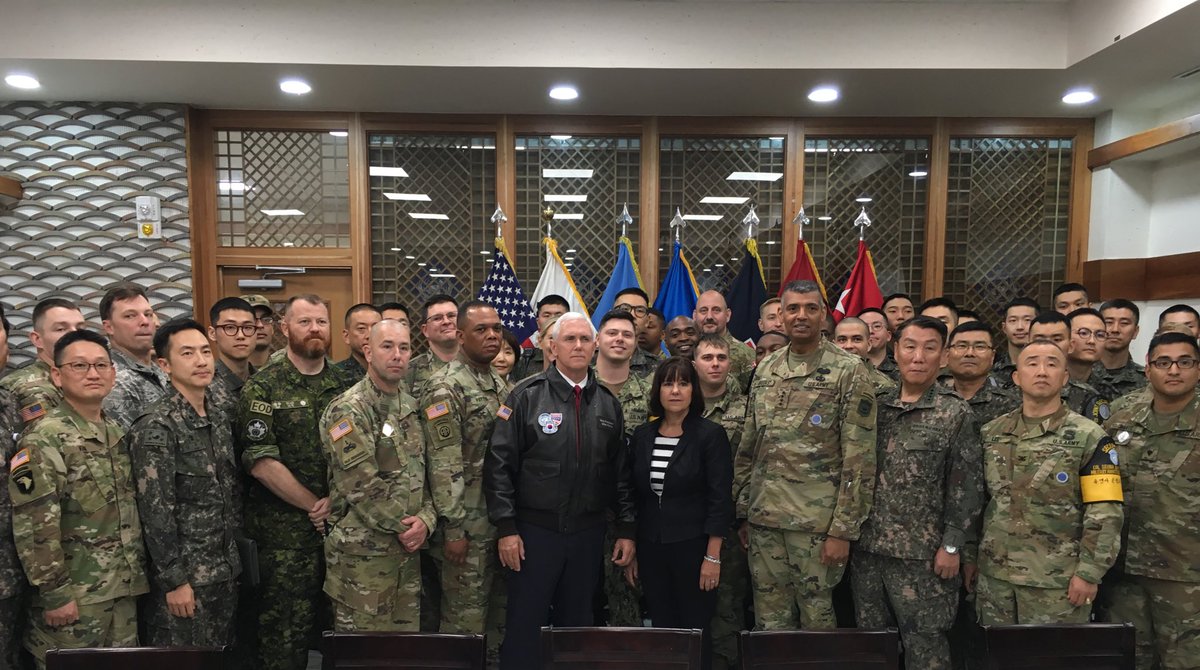 VP45's tweet image. These brave service members from the US and South Korea stand guard as freedom's first line of defense.