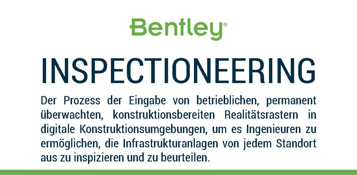 BentleyGermany's tweet photo. Was bedeutet #Inspectioneering in Bezug auf Infrastruktur?
#AssetManagement
#WordOfTheDay https://t.co/EjEd2T5I7p