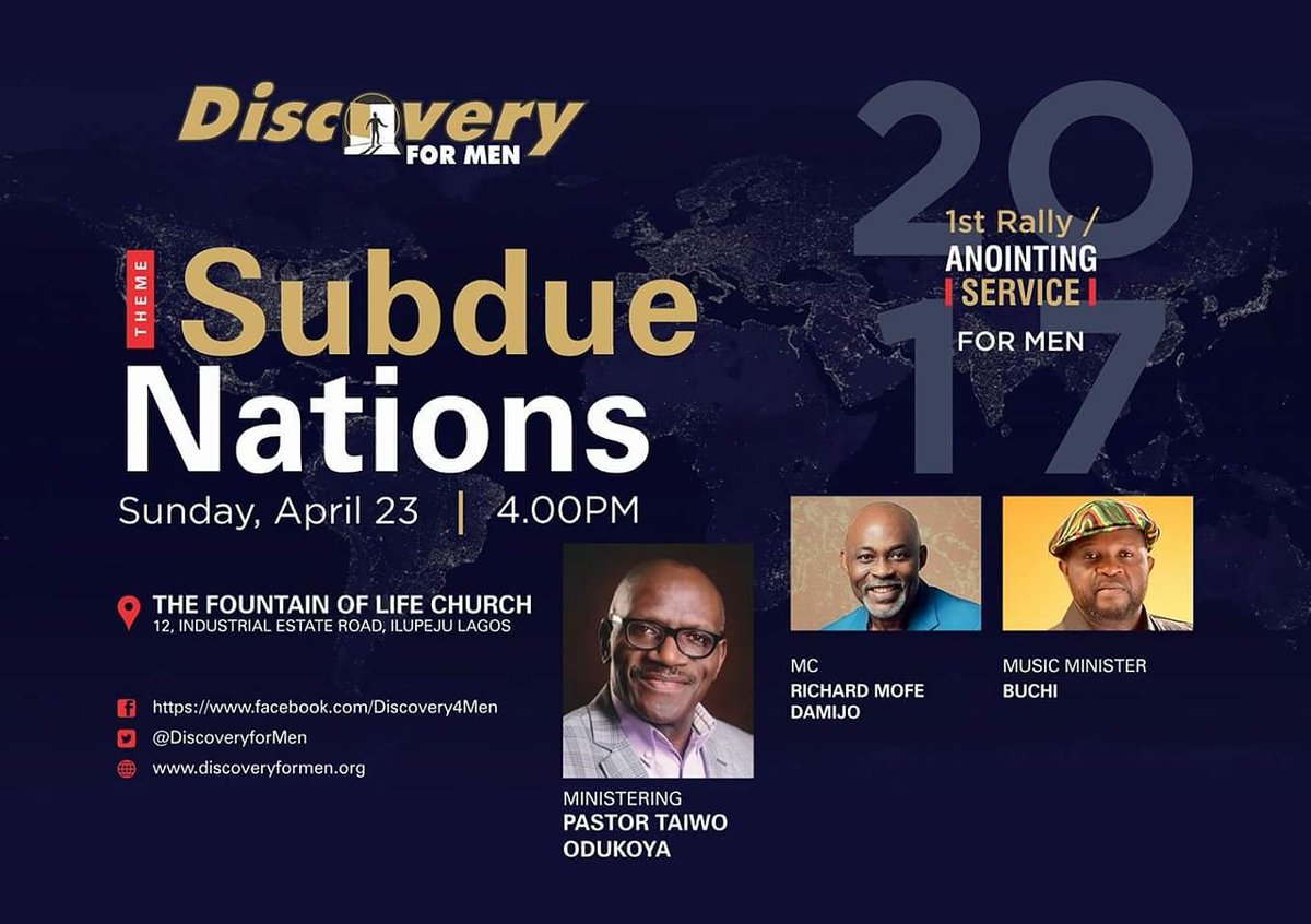 pastortaiwo's tweet photo. Dear Man, it's time to go higher. 
Join us on Sunday, April 23rd.
4pm@ The Fountain of Life Church.
12 Industrial estate, Ilupeju. https://t.co/0nKzrAOJ3h
