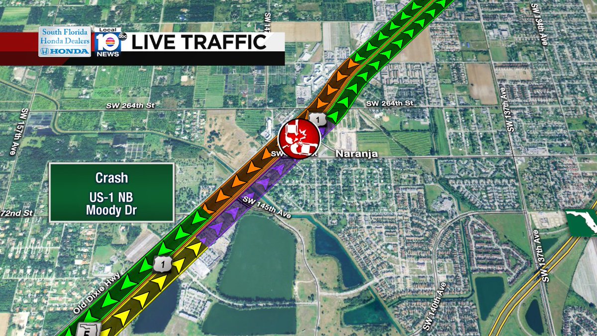 Crash has US-1 NB Closed at Moody Dr #trafficalert https://t.co/yhubrHTFSq