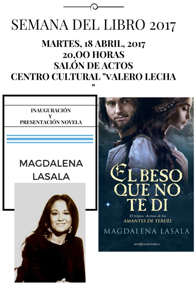 MagdalenaLasala's tweet photo. El 18 de abril empieza en Alcorisa la Semana del Libro. Es un honor para mí el abrir estas jornadas. 
https://t.co/vSIguhFDmk
@esferalibros https://t.co/NjOB9BKEjM