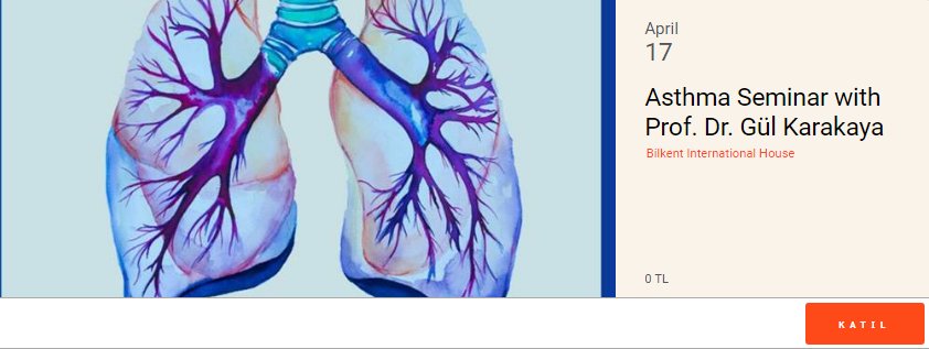 Prof. Dr. Gül Karakaya'nın astımdan bahsedeceği ve bir öğrencinin kendi yaşadıklarını anlatacağı konferans bugün <a href="/BIHOfficial/">BIH</a> 'da.