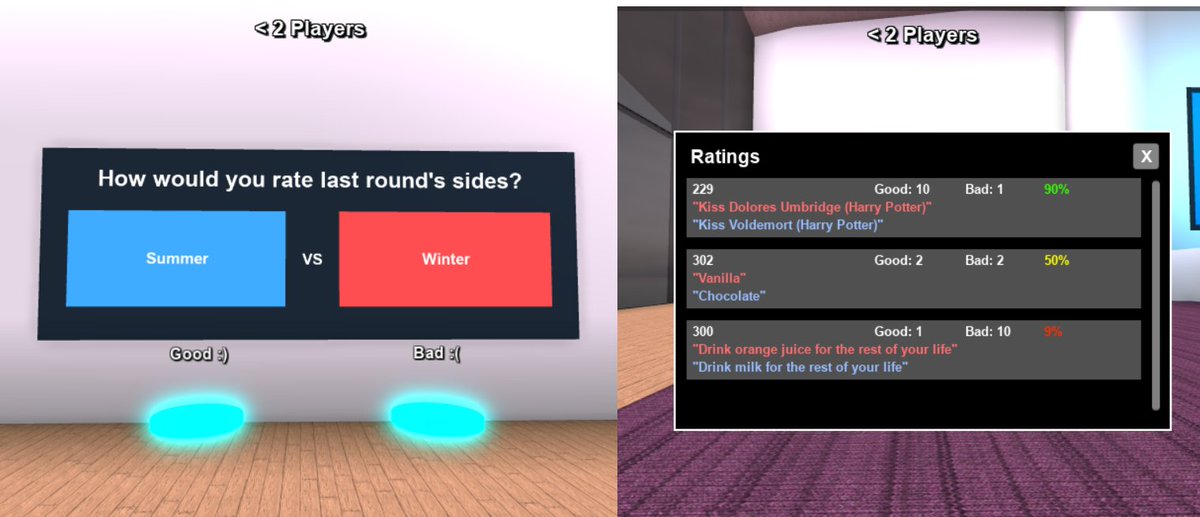 Ming On Twitter Finished A Moderation System For Pick A Side To Filter Out Bad Questions And Add Good Custom Ones - roblox pick a side