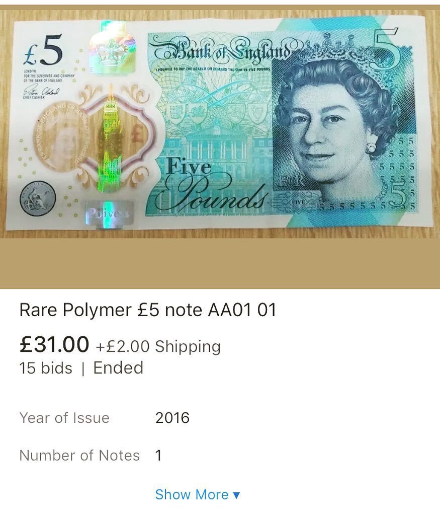 Notesworthyuk's tweet image. £30!!! From £5. How? Find out on notesworthy.co.uk #newfivepoundnote #notesworthy #aa01 #ebay #money #five… ift.tt/2oDWmxz