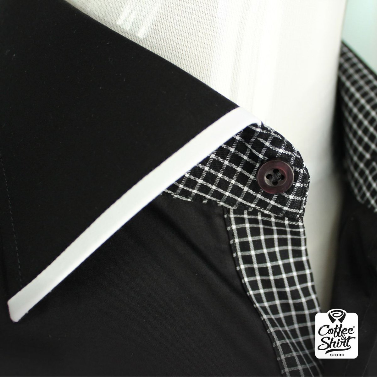 CoffeeShirtS's tweet photo. La mezcla del negro: elegancia; y el blanco: optimismo… Detalles q te hacen resaltar con distinción! Así son las camisas #CoffeeShirtStore. https://t.co/JsebzOE58x