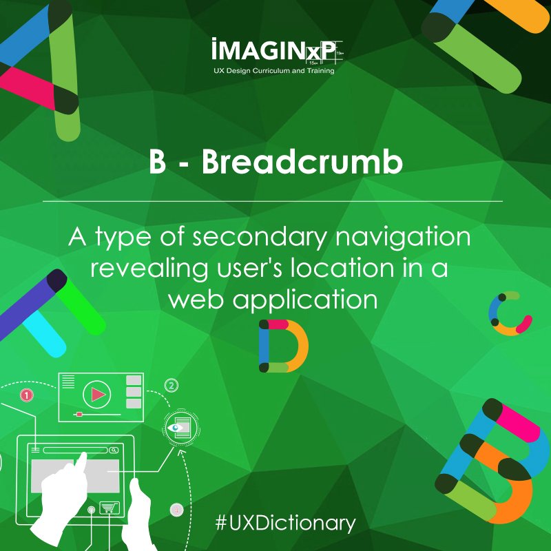 imaginXP's tweet photo. B for Breadcrumbs :D
#UXDictionary #ux #uxdesign https://t.co/KHQNBLuZ2U