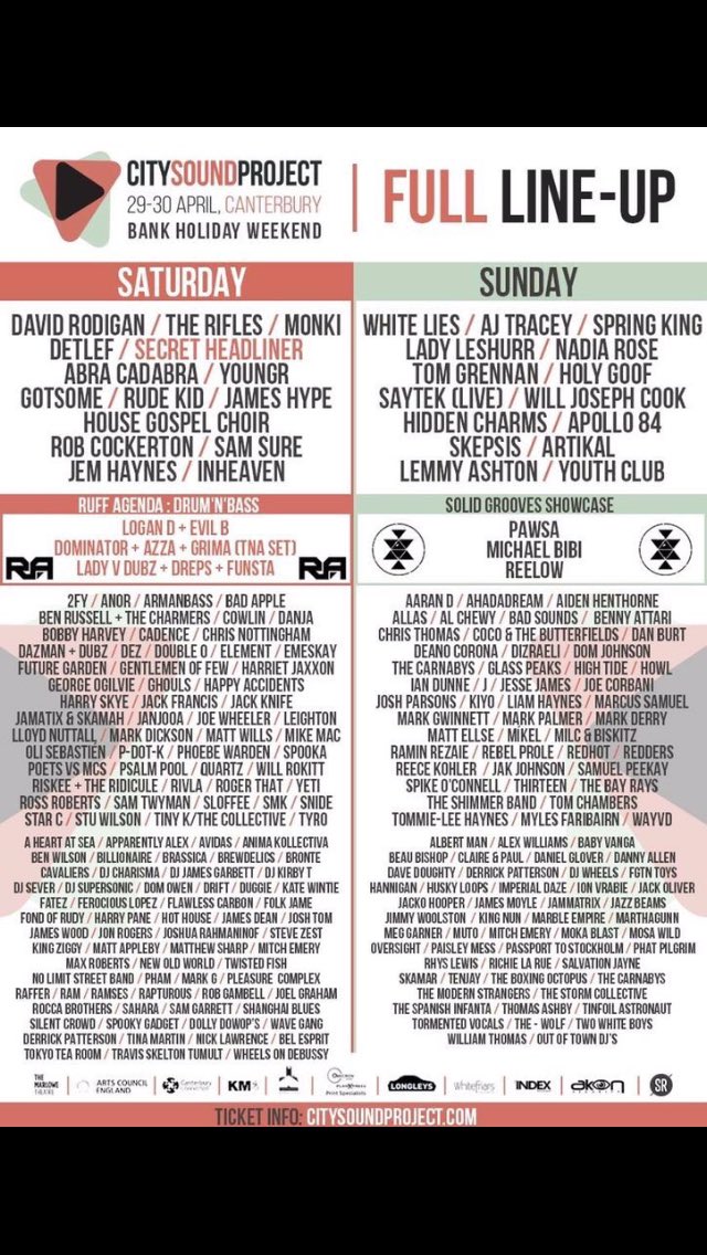 3 of the artists on our booking roster, <a href="/CavaCavaliers/">Cavaliers</a>, <a href="/BelEspritUK/">Bel Esprit</a> and <a href="/SAHARASUCK/">SAHARA</a> are playing <a href="/CitySoundPro/">City Sound Project</a> this month! What a lineup!