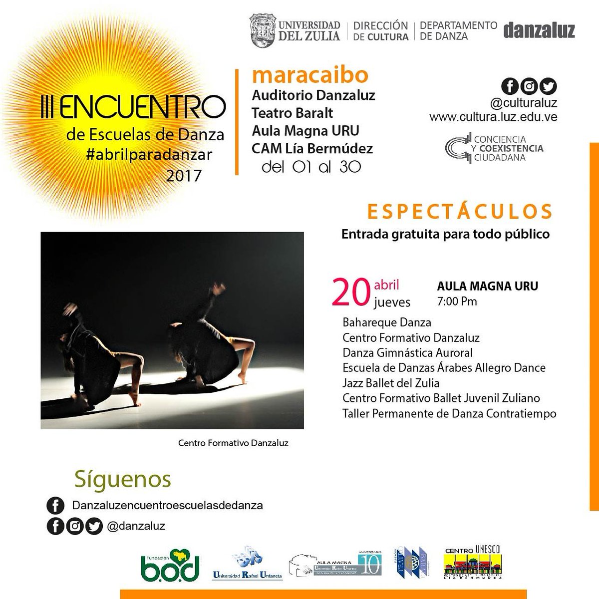 aulamagnauru's tweet photo. Este JUEVES 20/04 disfruta del III Encuentro de Escuelas de Danzas 2017 en #AulaMagnaURU a las 7pm #EntradaLibre #abrilparadanzar https://t.co/5asmIIgTuN