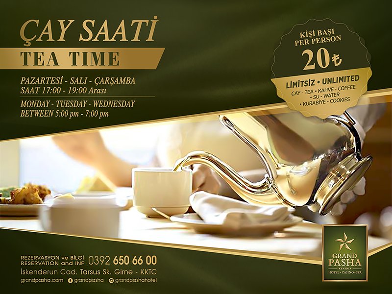 GrandPashaHotel's tweet photo. Saat beşi gösterdiğinde #GrandPasha #Girne ‘de Çay Saati!
When it is 5 o’clock, its #time for #TeaTime at Grand Pasha #Kyrenia! https://t.co/nbqyifQKHX
