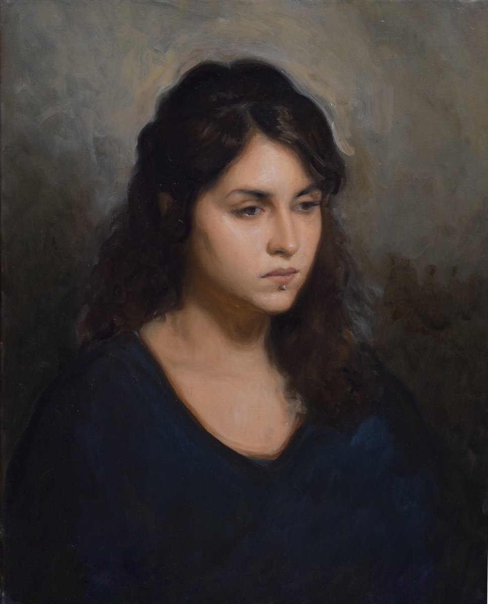Matthew1collins's tweet image. Anais, oil on linen, 50cm x 60cm #sightsizemethod #fromlife #oilpainting #pasquetta #matthewjamescollins #innerreflection