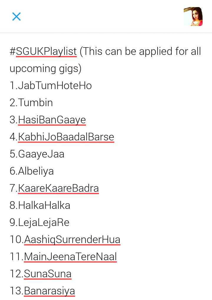 nimasha4sg's tweet photo. @shreyaghoshal Akka here is list of songs which I wanna listen in live.Plz pay ur attention n add few of them to ur upcoming gigs playlists https://t.co/2ugWNlKHaf