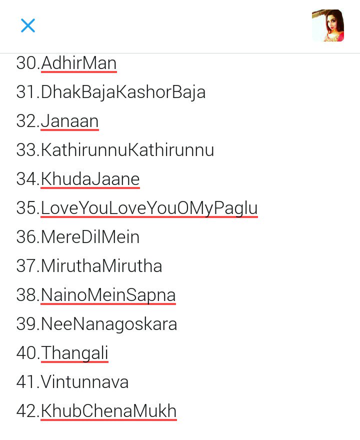 nimasha4sg's tweet photo. @shreyaghoshal Akka here is list of songs which I wanna listen in live.Plz pay ur attention n add few of them to ur upcoming gigs playlists https://t.co/2ugWNlKHaf