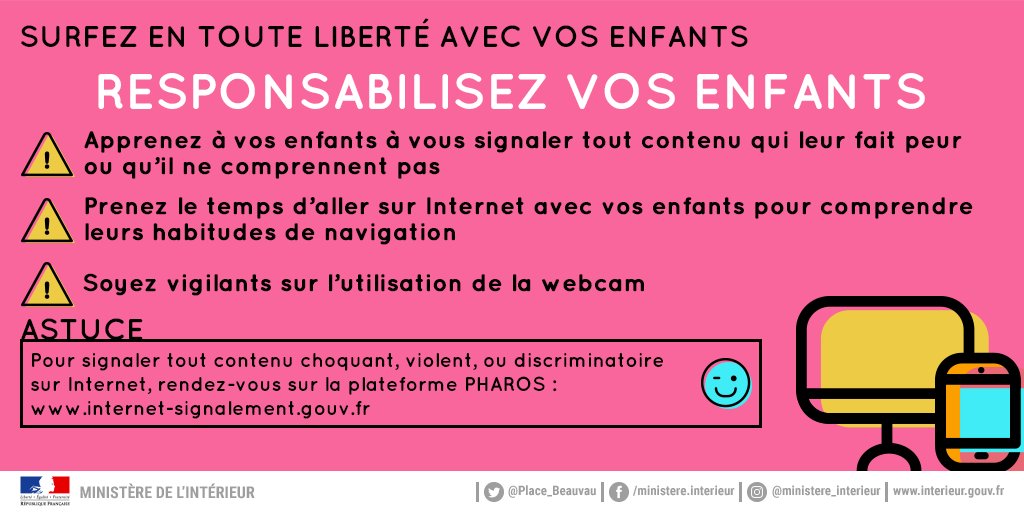 Interieur_Gouv's tweet photo. #Cybersécurité 💻👫 Apprenez avec vos enfants à devenir des citoyens  numériquement responsables ! Nos conseils et bons réflexes à adopter ⬇️ https://t.co/rkc2ElW3CX