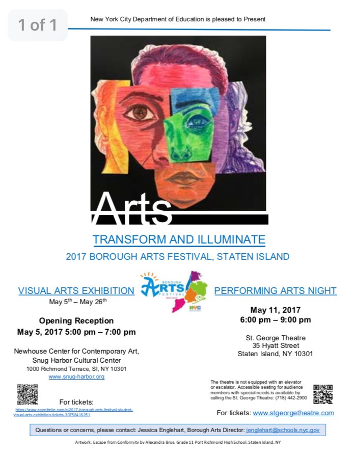 CSD31SI's tweet image. Join us at Borough Arts Festival May 5 hosted by @ArtsEd_SI_BKS tickets can be found here eventbrite.com/e/2017-borough… #SIArts #Inspired31
