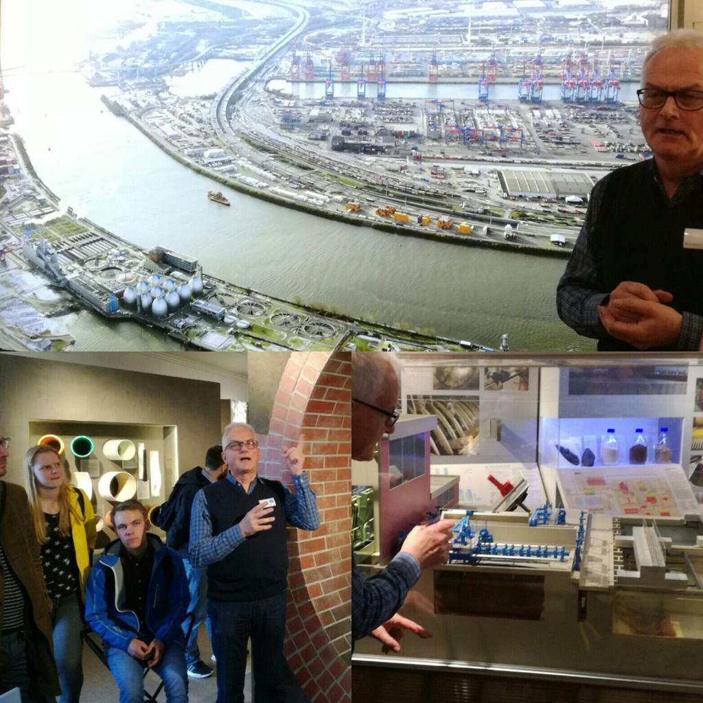 Studievereniging Stuw in Hamburg tijdens rondleiding bij Hamburg Wasser met 1e, 2e en 3e jaars.