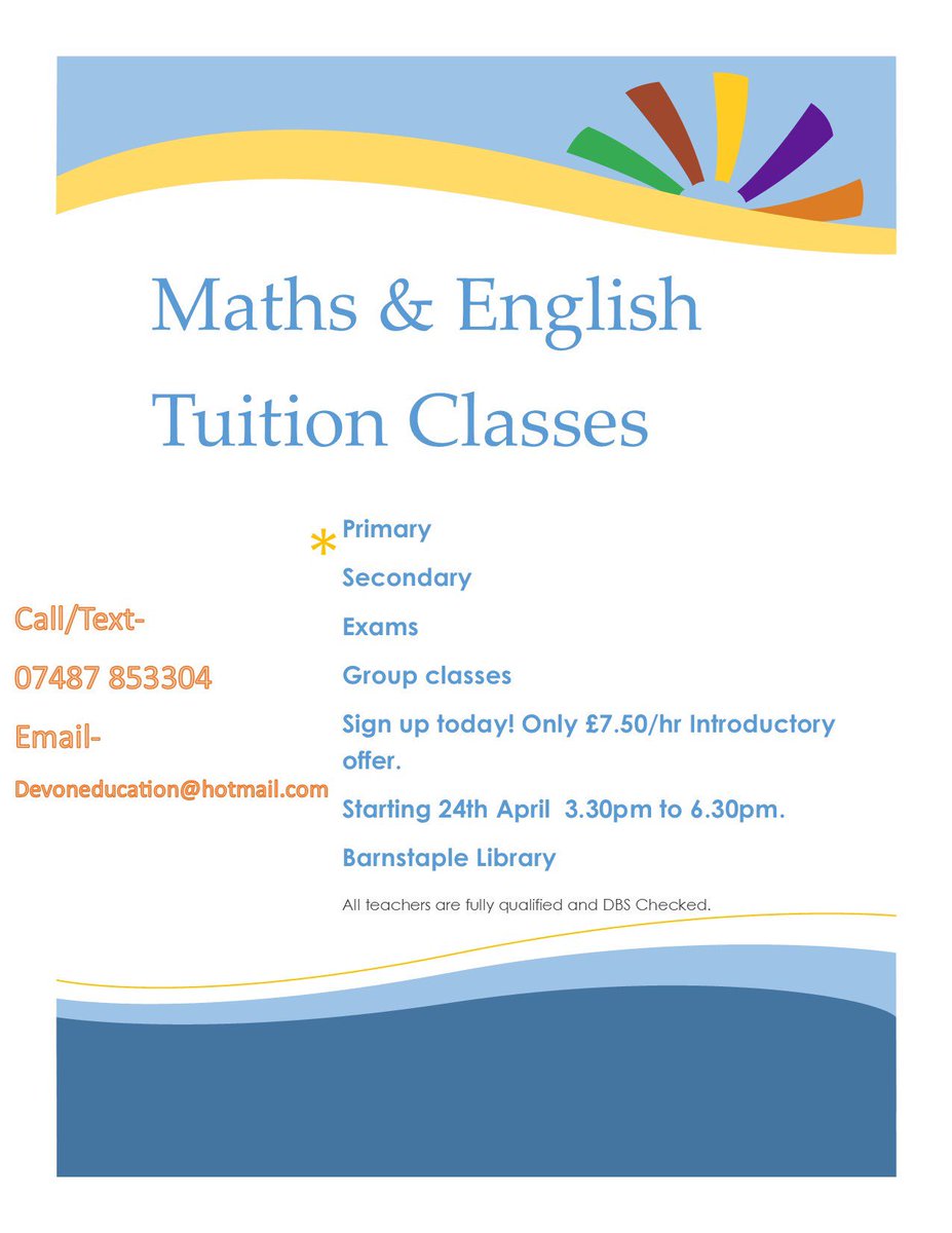 SWeducationuk's tweet image. Group tuition available in Exeter, Barnstaple, Torrington, Torquay and more!