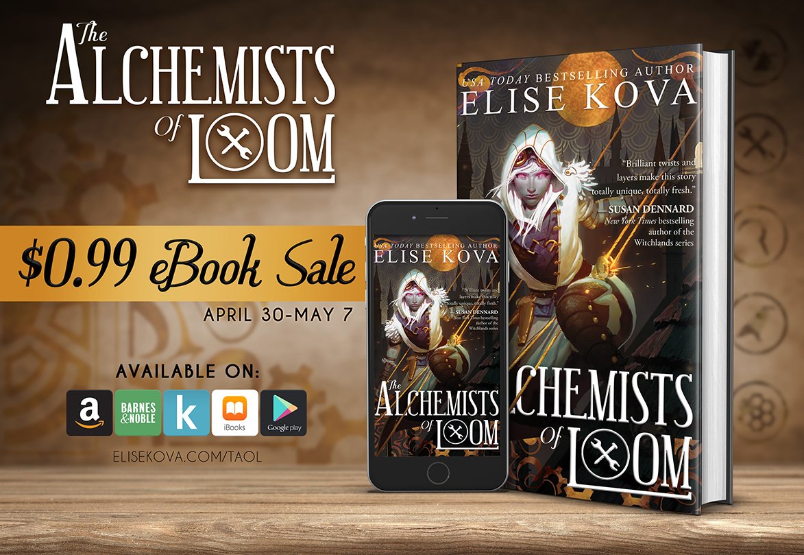 reddjena's tweet photo. #AlchemistsofLoom by @EliseKova should be on your TBR already, but here's a great reason to add it anyway!! Plz note the sale dates :) https://t.co/le0WXhIxmu