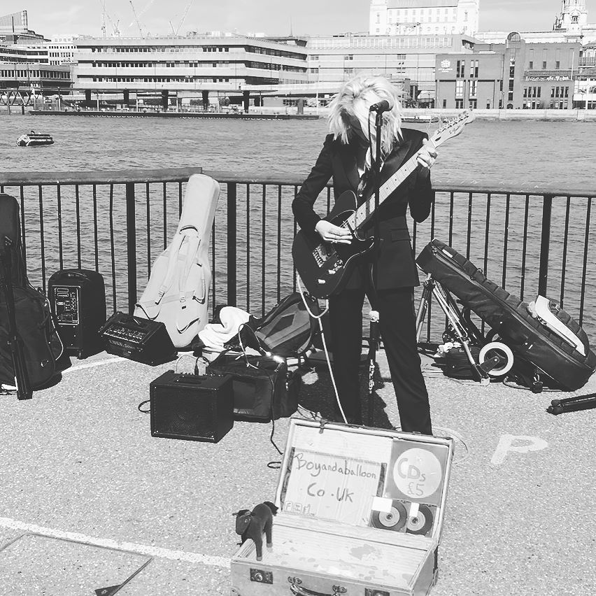 Cara Delevingne playing the guitar last month in southbank, London.