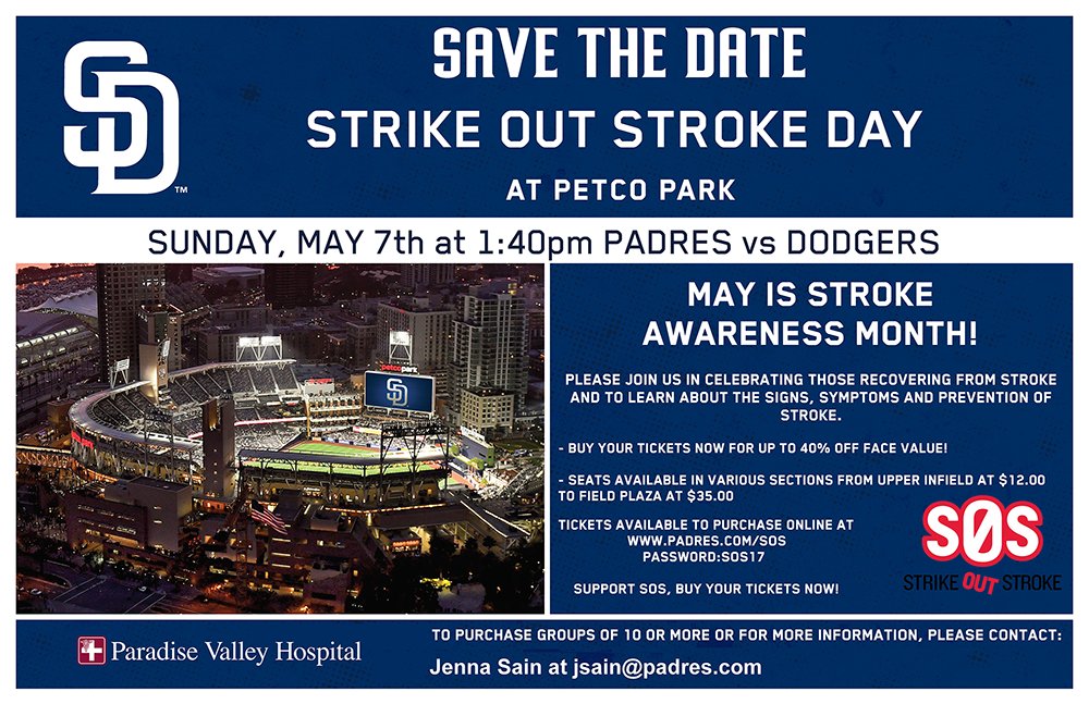 PVHospital's tweet photo. Join @PVHospital and the @Padres to help Strike Out Stroke! https://t.co/IlrsXvCfQv