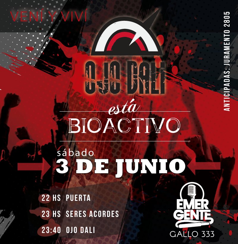 OjoDali's tweet photo. #Veni y #Vivilo.. Anticipadas: Juramento 2805 (Kiosco) https://t.co/mInIWfmNa3