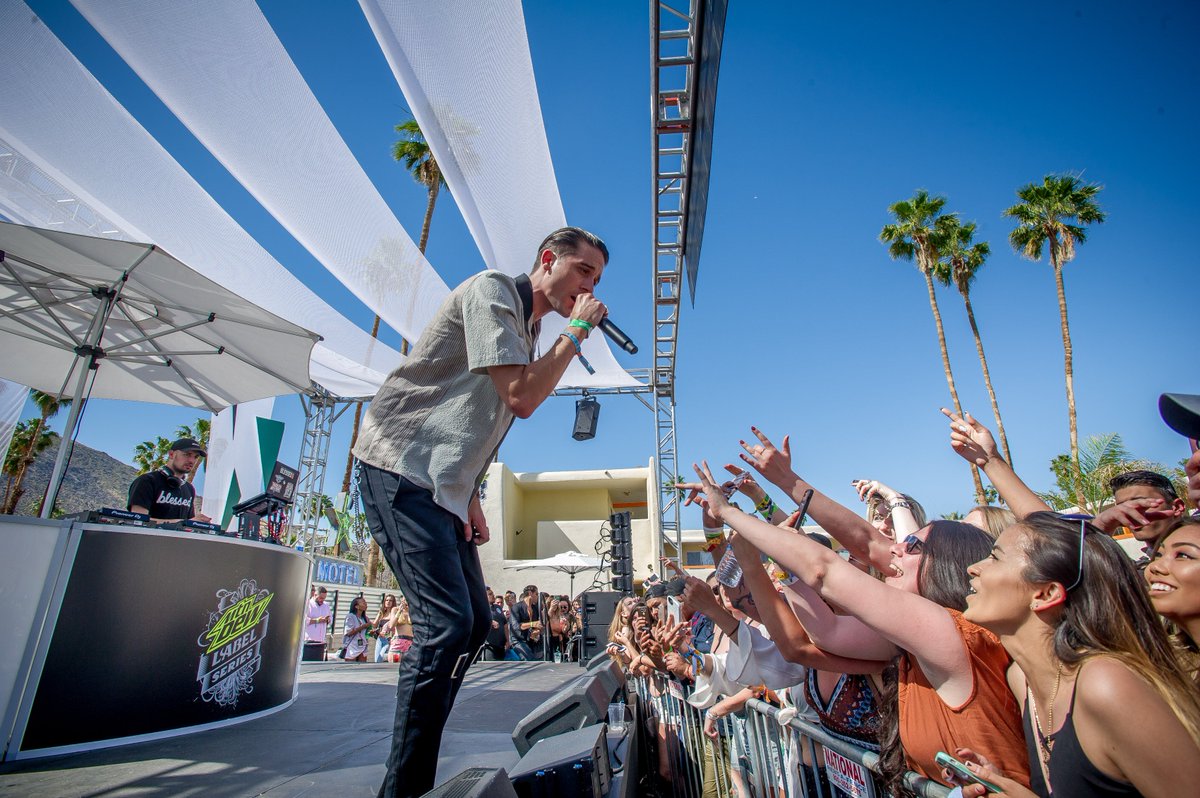 MountainDew's tweet photo. .@G_Eazy got the crowd hyped at our #MDLabelSeries takeover this weekend in Palm Springs, CA. #LabelMotel https://t.co/XPFvPtceF2
