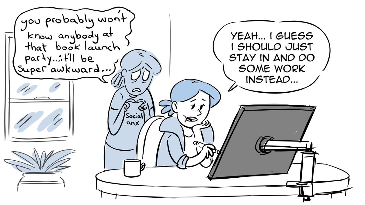 KtShy's tweet photo. That good ol' internal struggle... #socialanxiety #partytime #webcomic https://t.co/LOS6GFnVyc