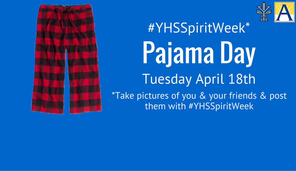 YorktownHS's tweet photo. #YHSPatriots...Yorktown Spirt Week is HERE! TODAY is #PajamaDay! Take pic of you & your friends & post them w #YHSSpiritWeek https://t.co/ez55fcdH0B
