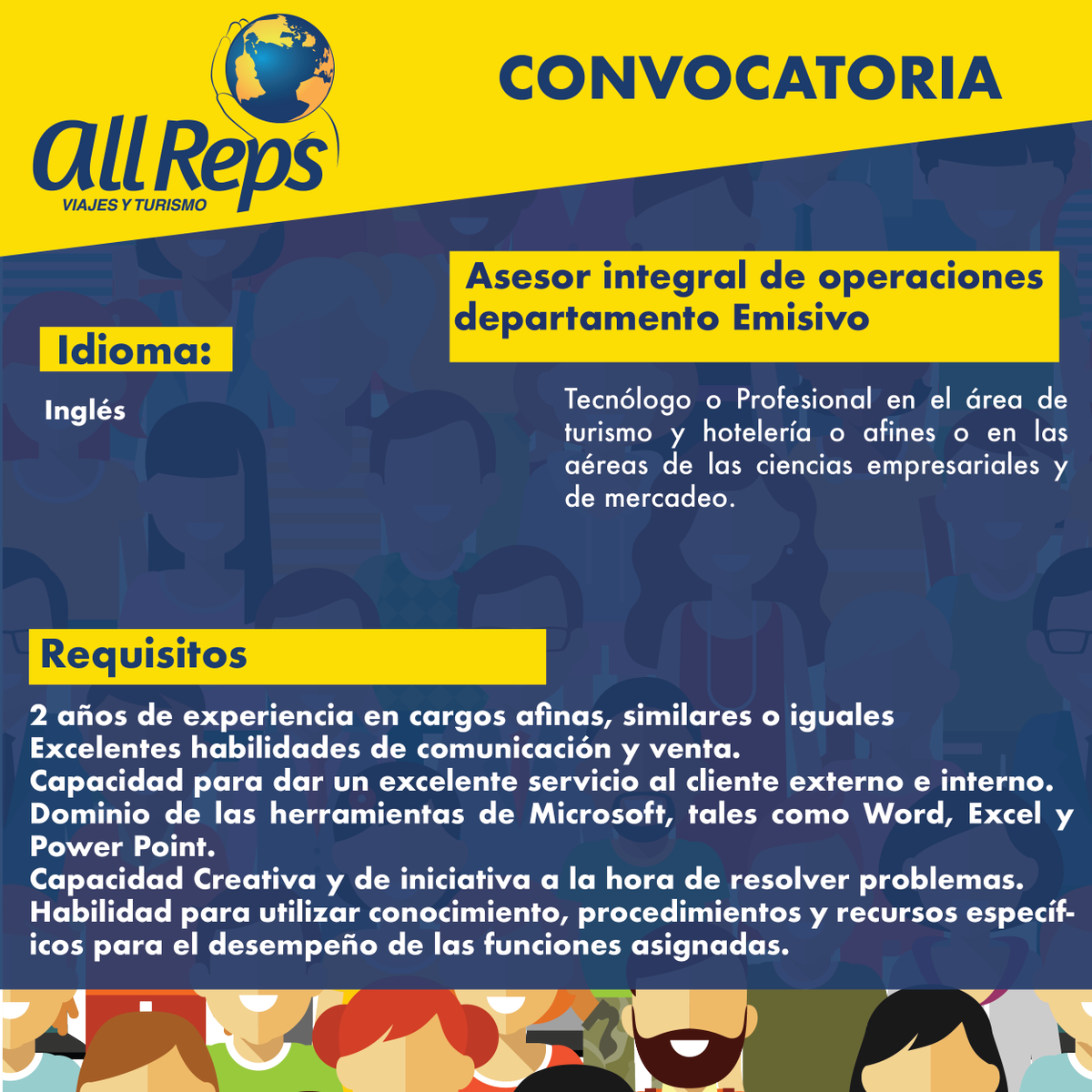 AllReps_'s tweet image. #TRABAJOSIHAY Estamos en busca de un ASESOR  INTEGRAL DE OPERACIONES en Bogotá. Envíanos tu HV a informacion@allreps.com