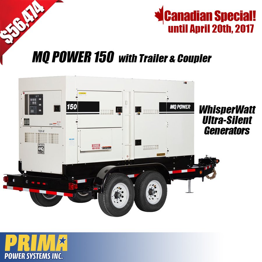 Primapowersys's tweet photo. Hurry In! ONLY 3 days left on our Canadian #Generator Special! W/ Trailer & Coupler - Call 1-604-746-0606 #mqpower https://t.co/qiMnc12adm
