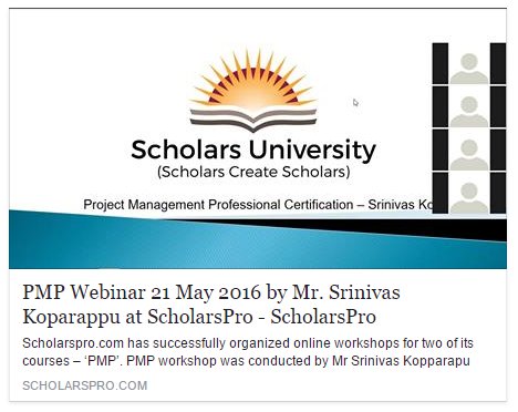 BeClevered's tweet photo. #PMPWorkshop was conducted by @ScholarsPro with the help of Mr. Srinivas Kopparapu on 21 May 2016. https://t.co/4oVgrXDZIG
#Throwback https://t.co/hmowequwdi
