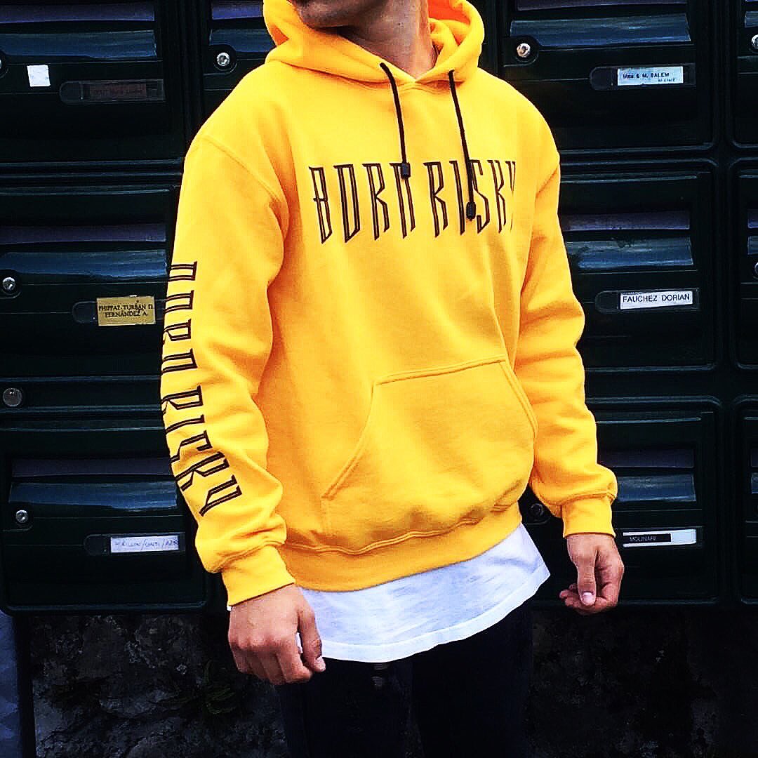 bornrisky's tweet photo. Sick Teaser 💯
Paris rep rocking our newest yellow hoodie dropping this week 🔥🔥 https://t.co/tlPlXjgsXQ