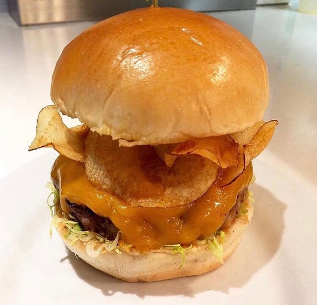 Warning: this burger contains potato chips. May cause you to never want a burger without them. Don't miss the Crunchie Munchie this week.