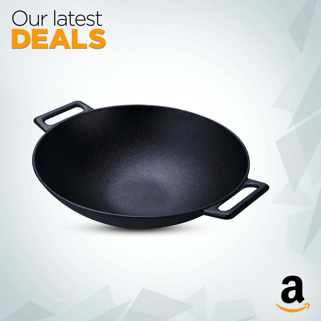 on X: Utopia Kitchen Cast Iron Shallow Concave Wok Black #    / X