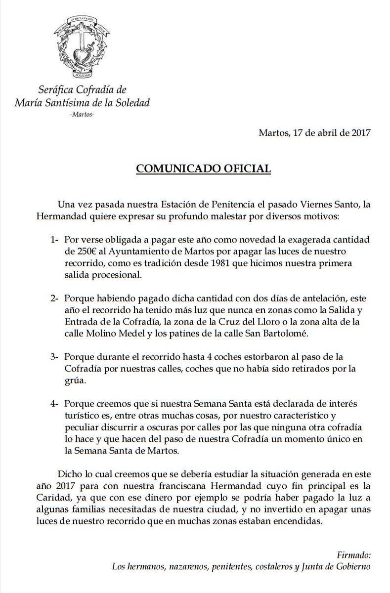 Cofradía de la Soledad - Martos tweet media