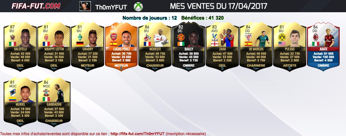 ThomYFUT's tweet photo. Mes ventes du 17/04 ! #TechIF #FUT #FIFAFUT https://t.co/5NCp5ynCX4