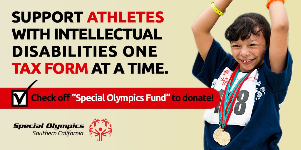 SOSoCal's tweet photo. Even last minute filers can give to the #SpecialOlympics Fund on their CA tax returns! https://t.co/awr4z8i4f8 #WeAreSOSC #CheckOffCA https://t.co/MgCzJZ3Pow