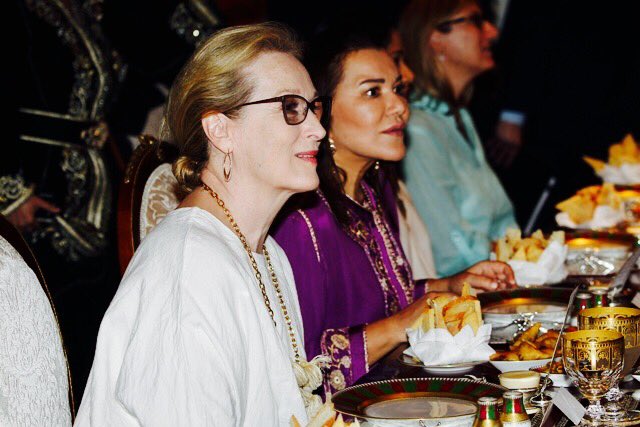 Beautiful #MerylStreep having dinner with the #Moroccan princess #LallaHasnaa