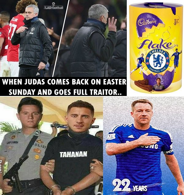 VNPlayboy's tweet photo. #MUFC #Mourinho surprise⚽️ #Judas🐰✞#EasterSunday🥚#CaptainYoung,#Herrera💼#Hazard& #TuLinh married
+
#JohnTerry will leave-end of a #CFC era❗️ https://t.co/0XmJMopdlz