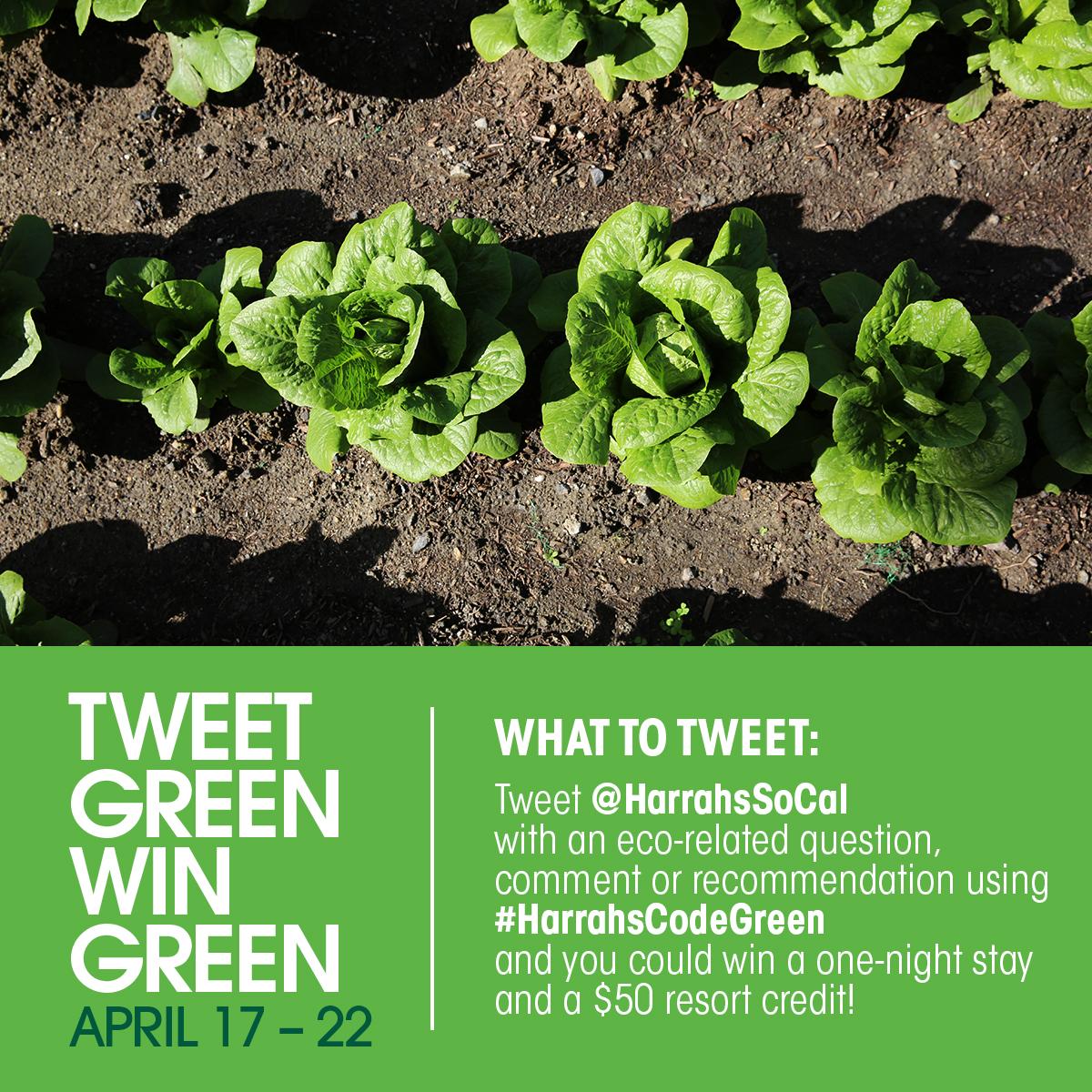 HarrahsSoCal's tweet photo. Are you #GoingGreen for #EarthWeek? Tell us how with #HarrahsCodeGreen and you could WIN! #CodeGreen https://t.co/S1HcMPf8C8