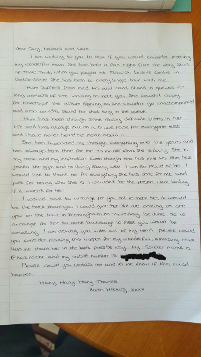 kazroche's tweet image. @TakeThatAddicts pls RT everyone and help me arrange this for my wonderful mum x thank u @GaryBarlow @HowardDonald @OfficialMarkO @takethat