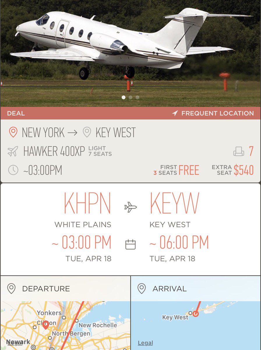 JetSmarter's tweet image. #JetDeal alert: #JetSmarter members and two guests can fly free from #NewYork to #KeyWest tomorrow. Book directly in the app.